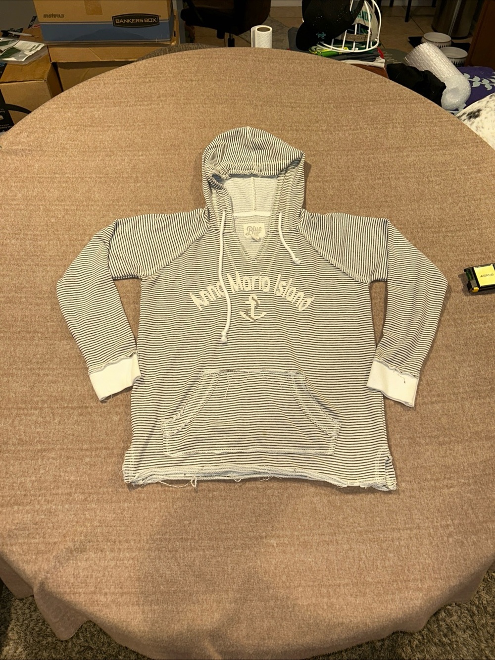 Anna Maria Island Lightweight Hoodie in Navy and White By Blue 84